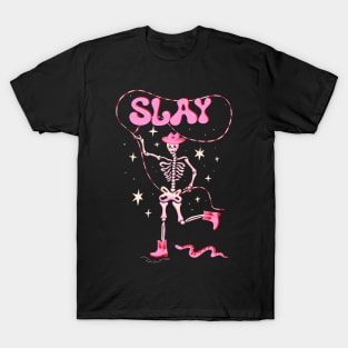 Slay Dancing skeleton in cowboy boots and hat T-Shirt